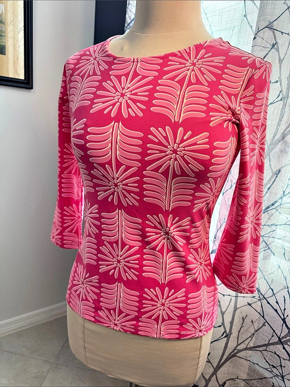 sailor-sailor Floral Long Sleeve Top Pink & White XS
